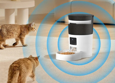 Comedero Automático WiFi - en uso con gatos