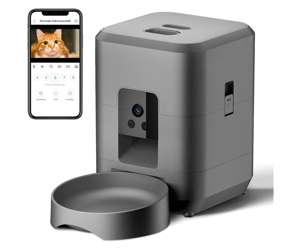 Comedero automático WiFi con cámara para mascotas CiberPets, sin marca de terceros