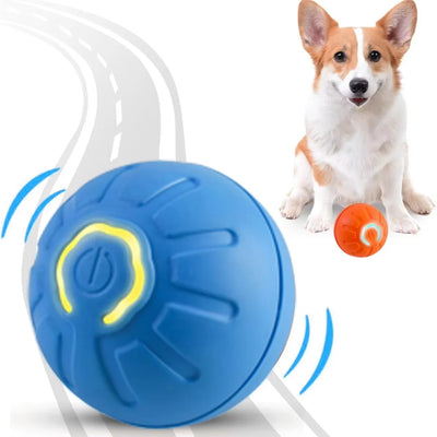 Pelota electronica interactiva para perros, foto real del producto sin texto
